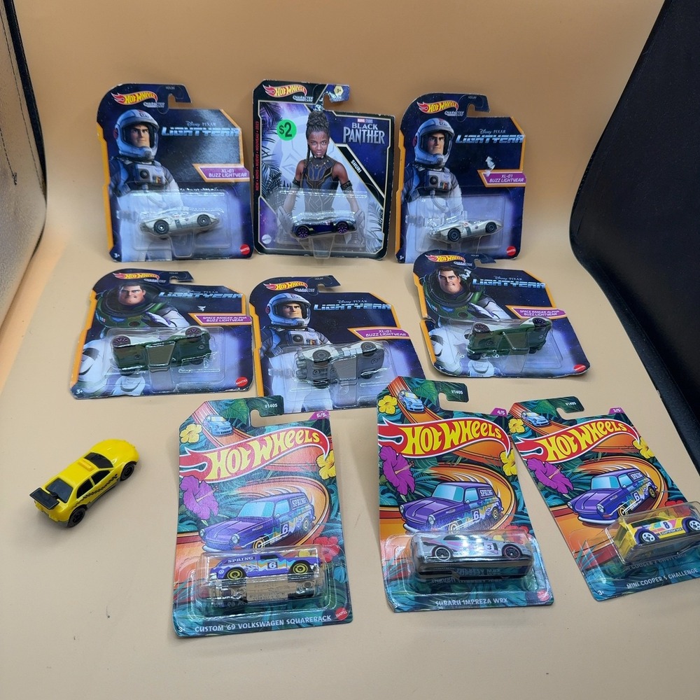 Hot Wheels Character Cars Lot 10 Lightyear Black Panther Spring Series Die-Cast